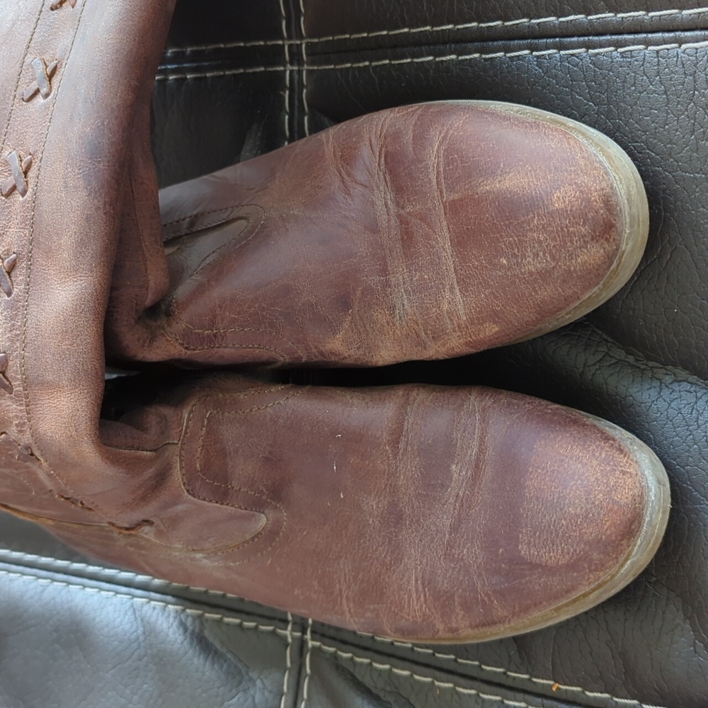 Born Womens Albi Tall High Calf Rustic Brown Leather Side Zipper Boot Size 6.5 - Picture 10 of 12